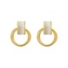 Elegant golden round earrings - with white opalEarrings