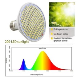 Plant grow bulb - full spectrum - 200 LEDGrow Lights