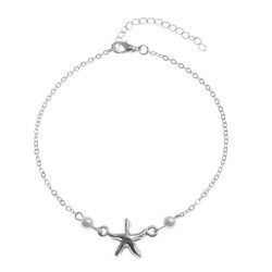 Silver anklet - with starfish and pearlsAnklets
