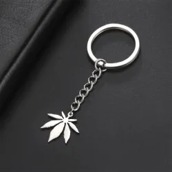 Porte-clés en argent avec pendentif feuille d'érable