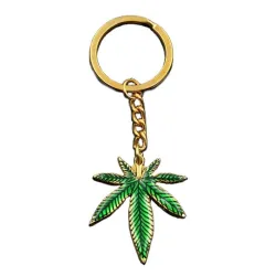 Porte-clés en métal avec pendentif feuille d'érable