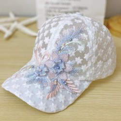 Thin lace baseball cap - embroidered flowers / leavesHats & Caps