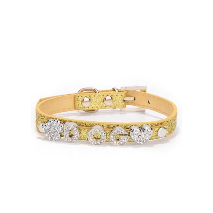 Collier pour chiens/chats - avec prénom et breloque en cristal - personnalisé