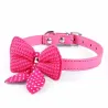 Collier en cuir avec nœud papillon tricoté - pour chiens / chats