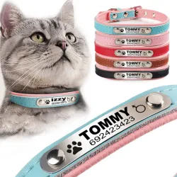 Collier chiens/chats - ID Tag - personnalisé - gravé - cuir
