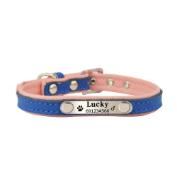 Collier chiens/chats - ID Tag - personnalisé - gravé - cuir