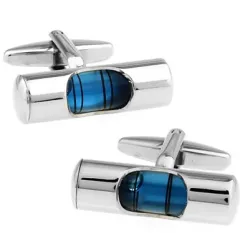 Boutons de manchette à la française - niveau d'eau bleu