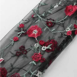 chemisier à manches longues vintage - maille transparente broderie florale