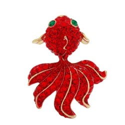 Red crystal goldfish - elegant brooch
