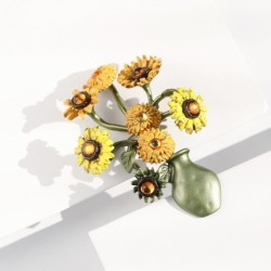 Vase with sunflowers - retro brooch
