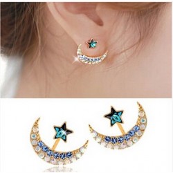 Blue crystal moon / star - stud earringsEarrings