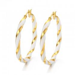 White & Gold Big Hoops Earrings