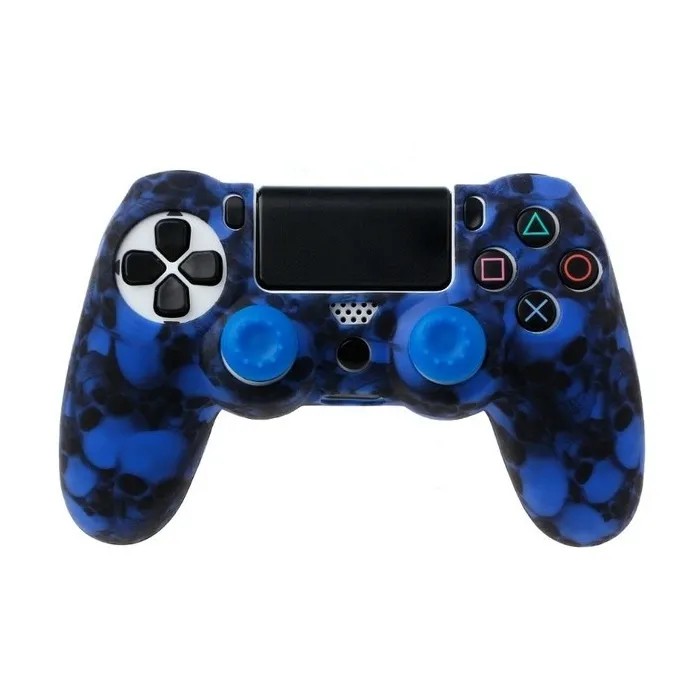 PS4 Pro Slim Controller skull silicone gamepad cover case & 2 joystick capsControllers