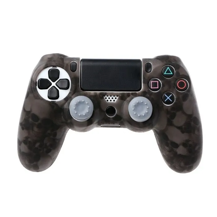 PS4 Pro Slim Controller skull silicone gamepad cover case & 2 joystick capsControllers