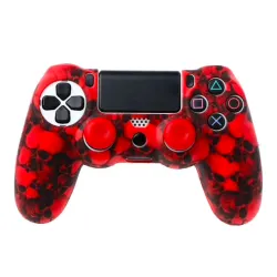 PS4 Pro Slim Controller skull silicone gamepad cover case & 2 joystick capsControllers