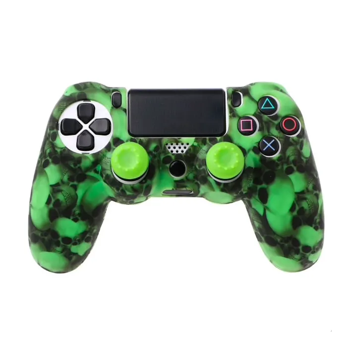 PS4 Pro Slim Controller skull silicone gamepad cover case & 2 joystick capsControllers