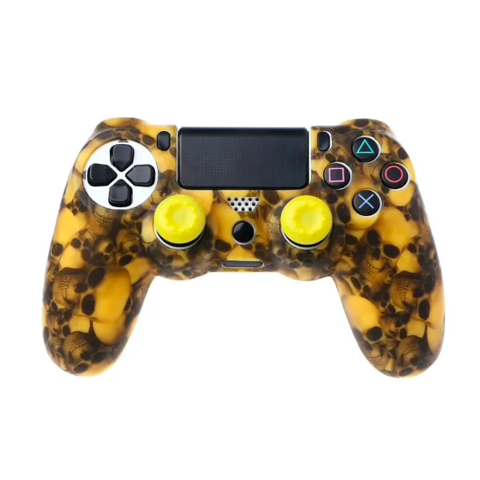 PS4 Pro Slim Controller skull silicone gamepad cover case & 2 joystick capsControllers