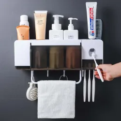 Porte brosse à dents & distributeur de squeezer dentifrice - set