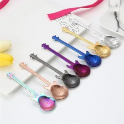 Cuillère à café en acier inoxydable avec guitare pour thé & café & desserts
