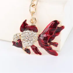 Cristal avec poisson d'or - porte-clés