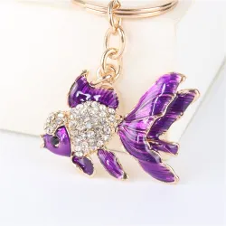 Cristal avec poisson d'or - porte-clés